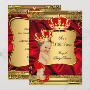 Invitation Fête de naissance Prince Bébé Garçon Brun aux chev