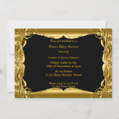 Invitation Fête de naissance Prince Élégant Bébé Noir Or Ethn (Dos)