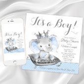 Invitation Fête de naissance Prince Éléphant Garçon