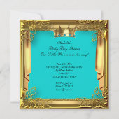 Invitation Fête de naissance Prince Ethnique Turquoise Bleu-v (Dos)