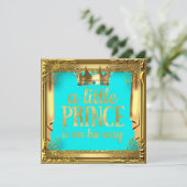Invitation Fête de naissance Prince Turquoise Bleu sarcelle (Debout devant)