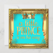 Invitation Fête de naissance Prince Turquoise Bleu sarcelle (Devant)