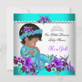 Invitation Fête de naissance Princesse Bébé Fille Bleu Sarcel (Devant)