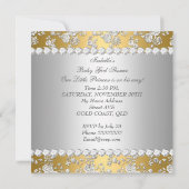 Invitation Fête de naissance Princesse Bébé Fille Chaise Flor (Dos)