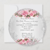Invitation Fête de naissance Princesse Bébé Fille Rose Flocon (Dos)