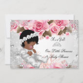Invitation Fête de naissance Princesse Bébé Fille Rose Flocon (Devant)
