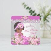 Invitation Fête de naissance Princesse Bébé Fille Rose Perle (Debout devant)