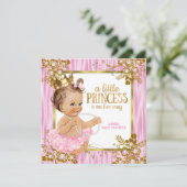 Invitation Fête de naissance Princesse Bébé Fille Rose Soie F (Debout devant)