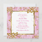 Invitation Fête de naissance Princesse Bébé Fille Rose Soie F (Dos)
