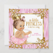 Invitation Fête de naissance Princesse Bébé Fille Rose Soie F (Devant)