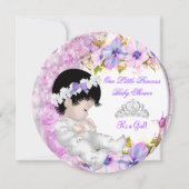 Invitation Fête de naissance Princesse Bébé Fille Rose Violet (Devant)