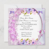 Invitation Fête de naissance Princesse Bébé Fille Rose Violet (Dos)