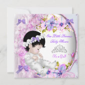 Invitation Fête de naissance Princesse Bébé Fille Rose Violet (Devant)