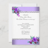 Invitation Fête de naissance Princesse Bébé Fille Violet Bleu (Dos)