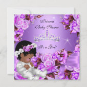 Invitation Fête de naissance Princesse Bébé Fille Violet Rose (Devant)