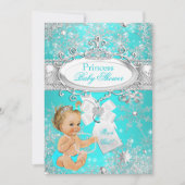 Invitation Fête de naissance Princesse Bébé Flocons de neige (Devant)