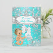 Invitation Fête de naissance Princesse Bébé Flocons de neige (Debout devant)