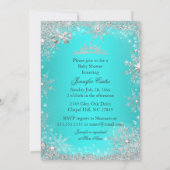 Invitation Fête de naissance Princesse Bébé Flocons de neige (Dos)