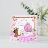 Invitation Fête de naissance Princesse Bébé Rose Carrosse Eth (Debout devant)