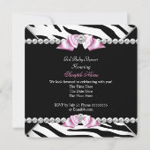 Invitation Fête de naissance Princesse Black Zebra Rose 3 (Dos)
