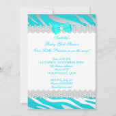 Invitation Fête de naissance Princesse Fille Bébé Turquoise Z (Dos)