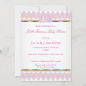 Invitation Fête de naissance Princesse Fille Rose Tutu Or Bru (Dos)