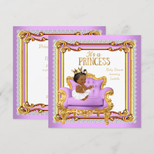Invitation Fête de Naissance Princesse Lilac Rose Or Chaise E