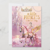 Invitation Fête de naissance Princesse Rose Bébé licorne chev (Devant)