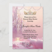 Invitation Fête de naissance Princesse Rose Bébé licorne chev (Dos)