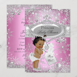 Invitation Fête de naissance Princesse Rose Hiver Ethnique