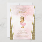 Invitation Fête de naissance rétro de princesse avec paillett (Devant)