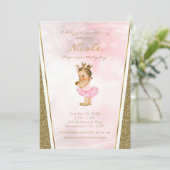 Invitation Fête de naissance rétro de princesse avec paillett (Debout devant)