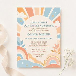 Invitation Fête de naissance Retro Little Sunshine Boy