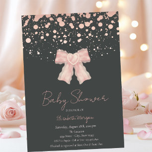 Invitation Fête de naissance Rose Gold Confettis Arc-en-ciel