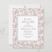 Invitation Fête de naissance Rose Pâle et Feuilles Blanches S (Devant)