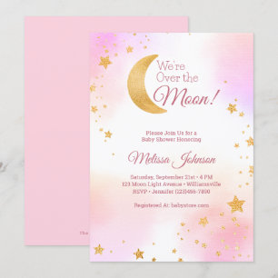 Invitation Fête de naissance Rose Rêveuse Nous sommes au-dess