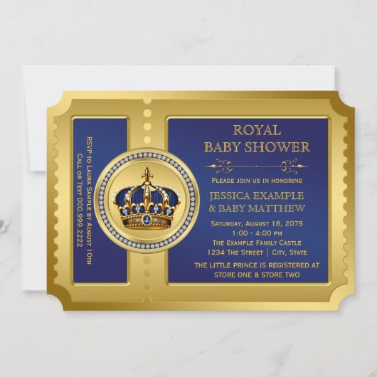 Invitation Fête de naissance royale pour garçons (Devant)