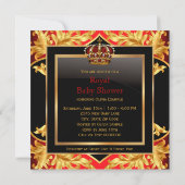 Invitation Fête de naissance royale rouge et or (Dos)