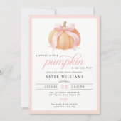 Invitation Fête de Naissance Ruban Rose Pâle Citrouille (Devant)