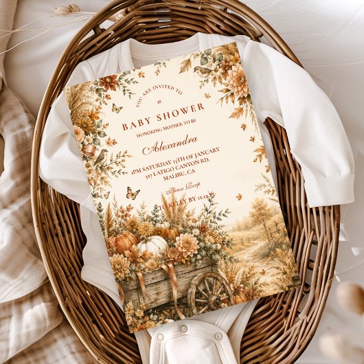 Invitation Fête de Naissance Rustique Boho Citrouille