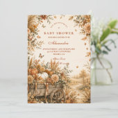 Invitation Fête de Naissance Rustique Boho Citrouille (Debout devant)