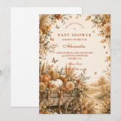Invitation Fête de Naissance Rustique Boho Citrouille (Devant / Derrière)