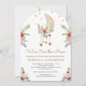 Invitation Fête de naissance Rustique Bourguignon Fleurs Étoi (Devant)