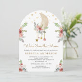 Invitation Fête de naissance Rustique Bourguignon Fleurs Étoi (Debout devant)