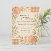 Invitation Fête de Naissance Rustique Douce Petite Pêche (Debout devant)
