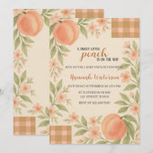 Invitation Fête de Naissance Rustique Douce Petite Pêche (Devant / Derrière)