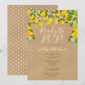 Invitation Fête de Naissance Rustique Prête à Éclater Citrons (Devant / Derrière)