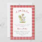 Invitation Fête de Naissance "Silly Goose Flower Red Gingham (Devant)