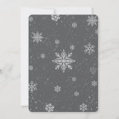 Invitation Fête de naissance Silver Dark Grey Flocon de neige (Dos)