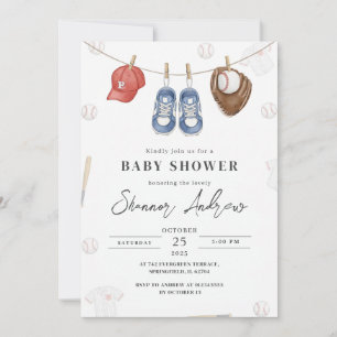 Invitation Fête de naissance simple et personnelle de basebal